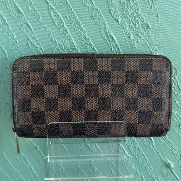 Louis Vuitton Damier Brown Checked Long Zip Wallet - Picture 1 of 9